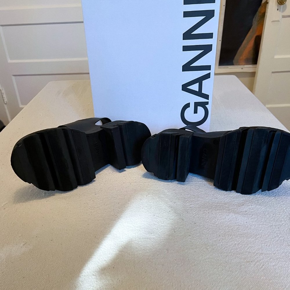 Ganni Cleated High Heel Sandal, Black, Size 9 - Picture 12 of 17
